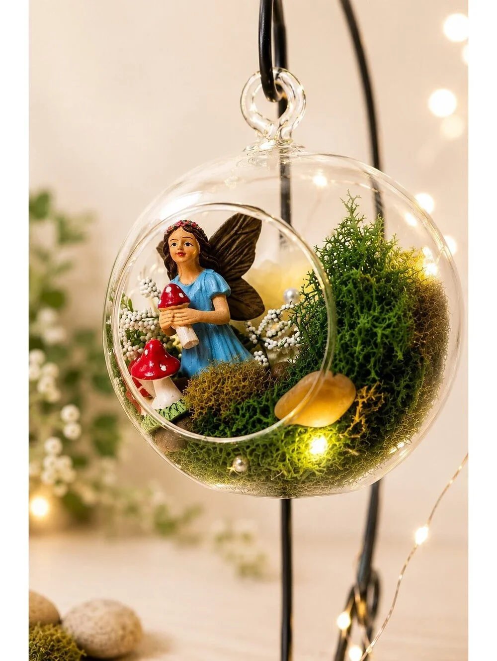 Handmade Fairy Garden Terrarium with LED Fairy Lights